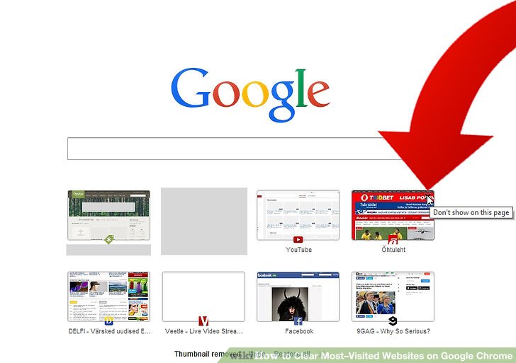 remove most commonly visited websites from google